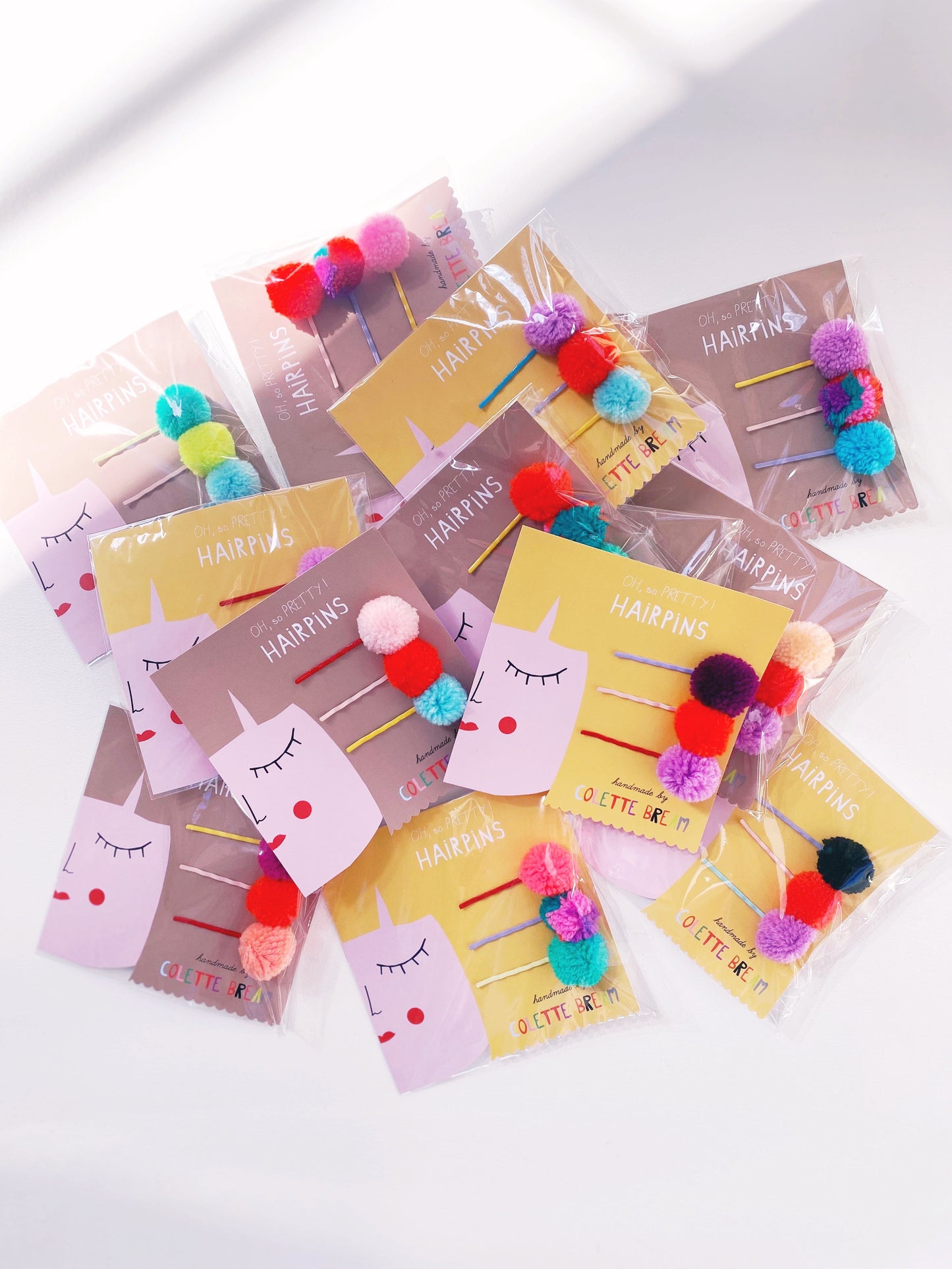 Pompom Hairpins - Set of 3