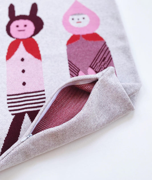 Textile with cartoon character design on a white background