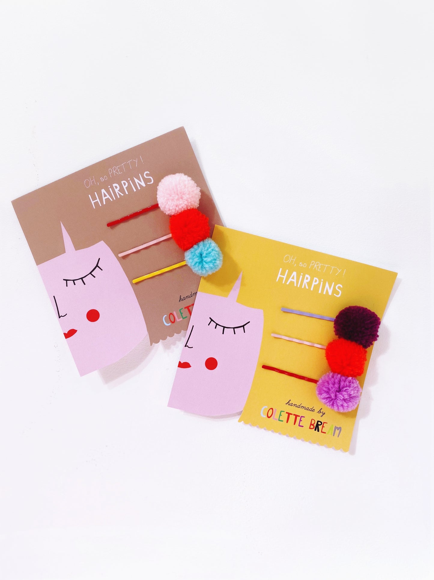 Pompom Hairpins - Set of 3