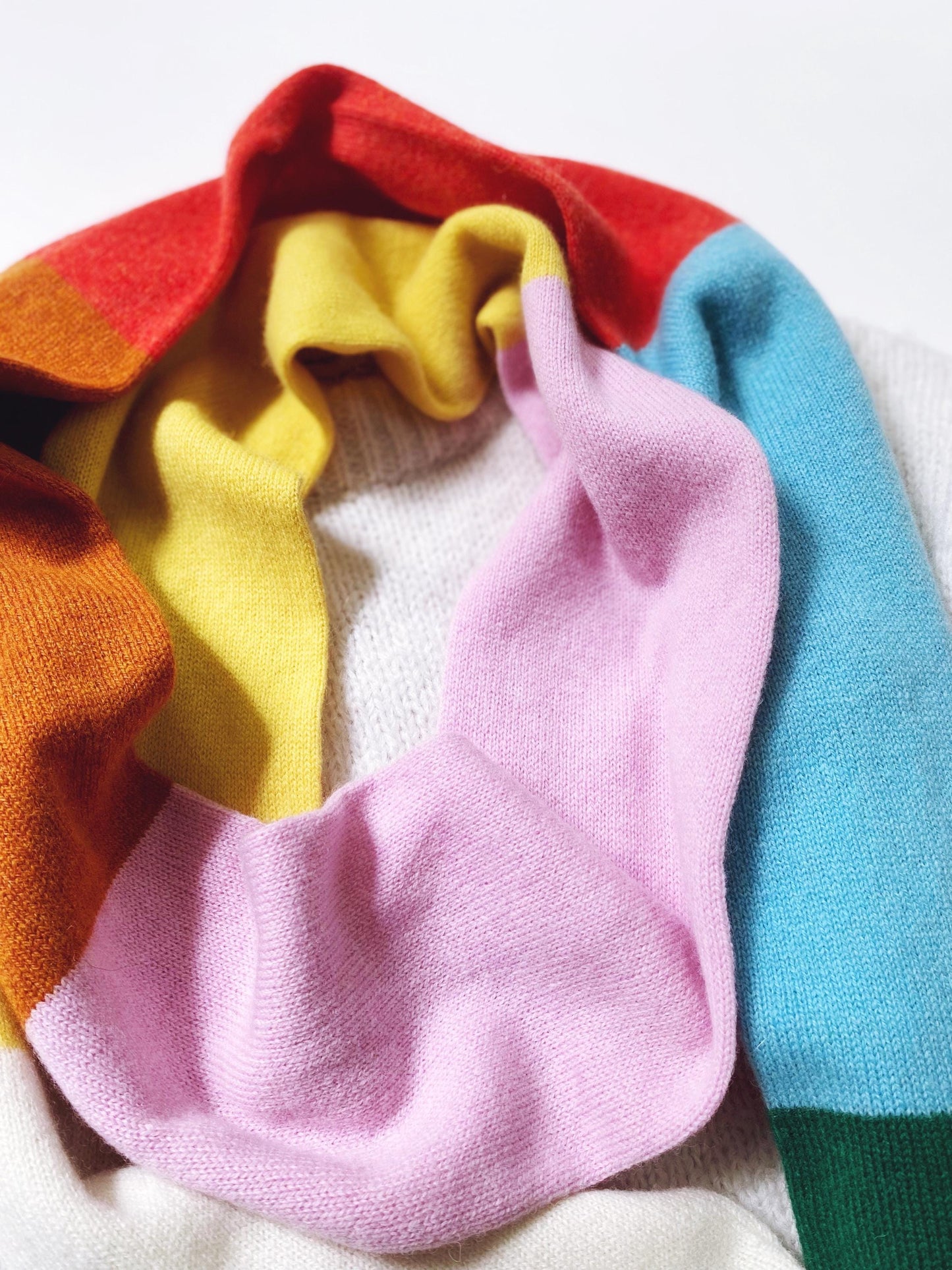 Colorful scrunchies on a white background