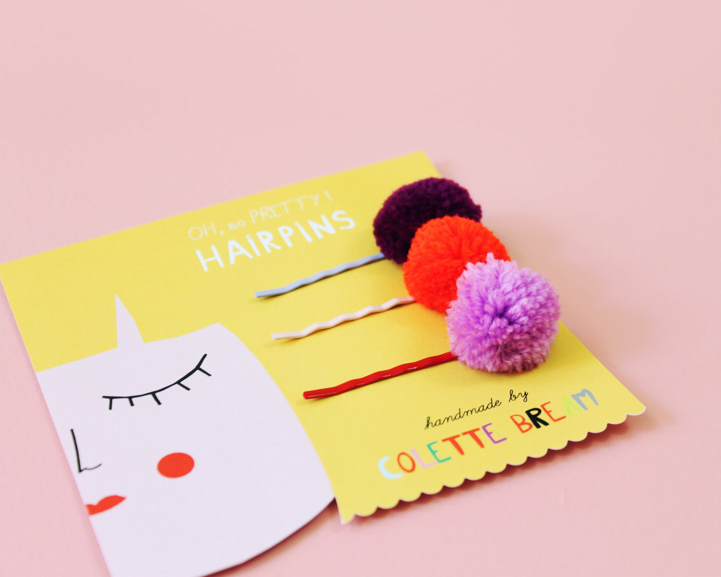 Pompom Hairpins - Set of 3