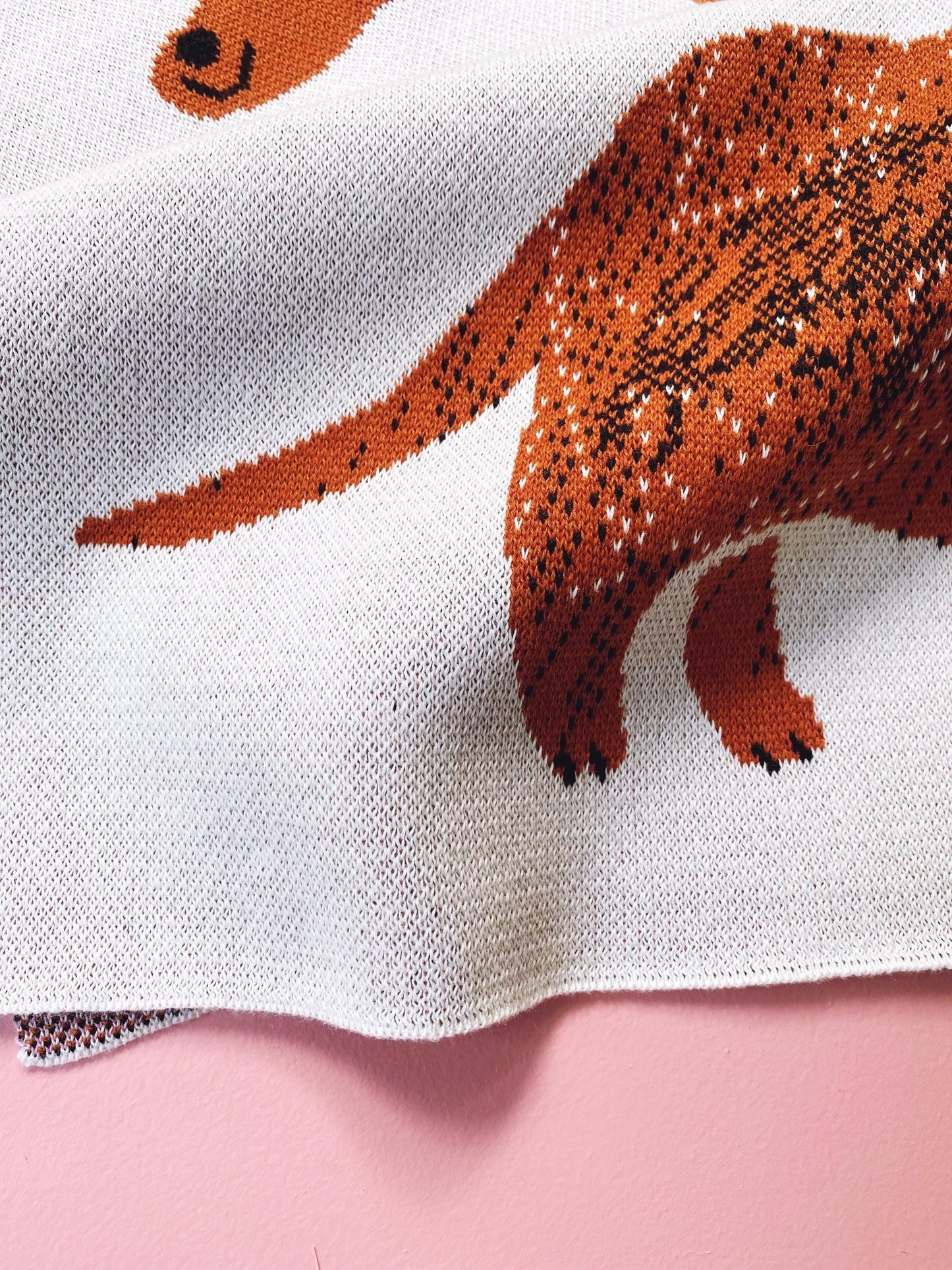 Close-up of a brown sausage dog design on a white background