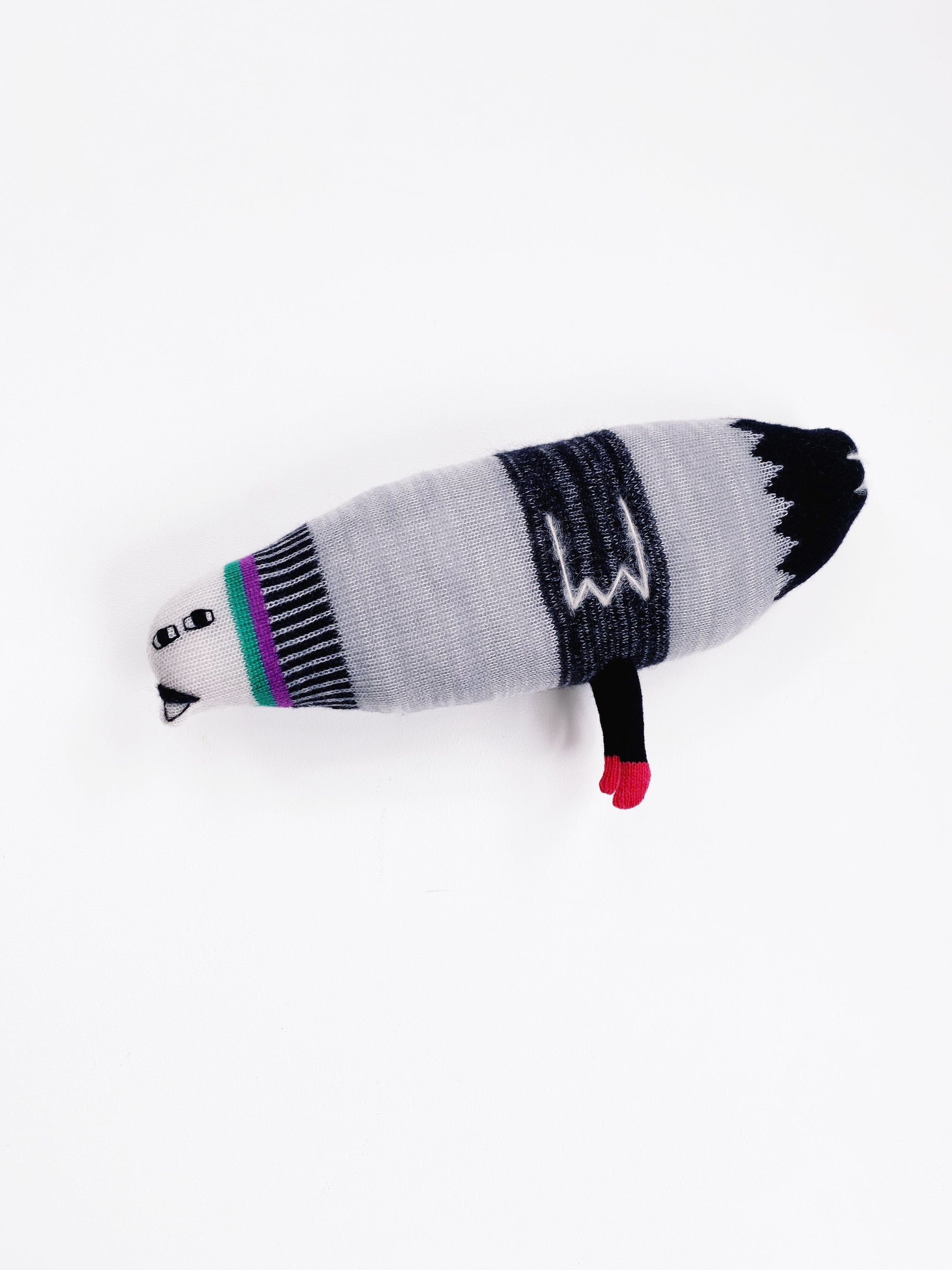 Soft knitted lambswool pigeon stuffed animalplush on white background
