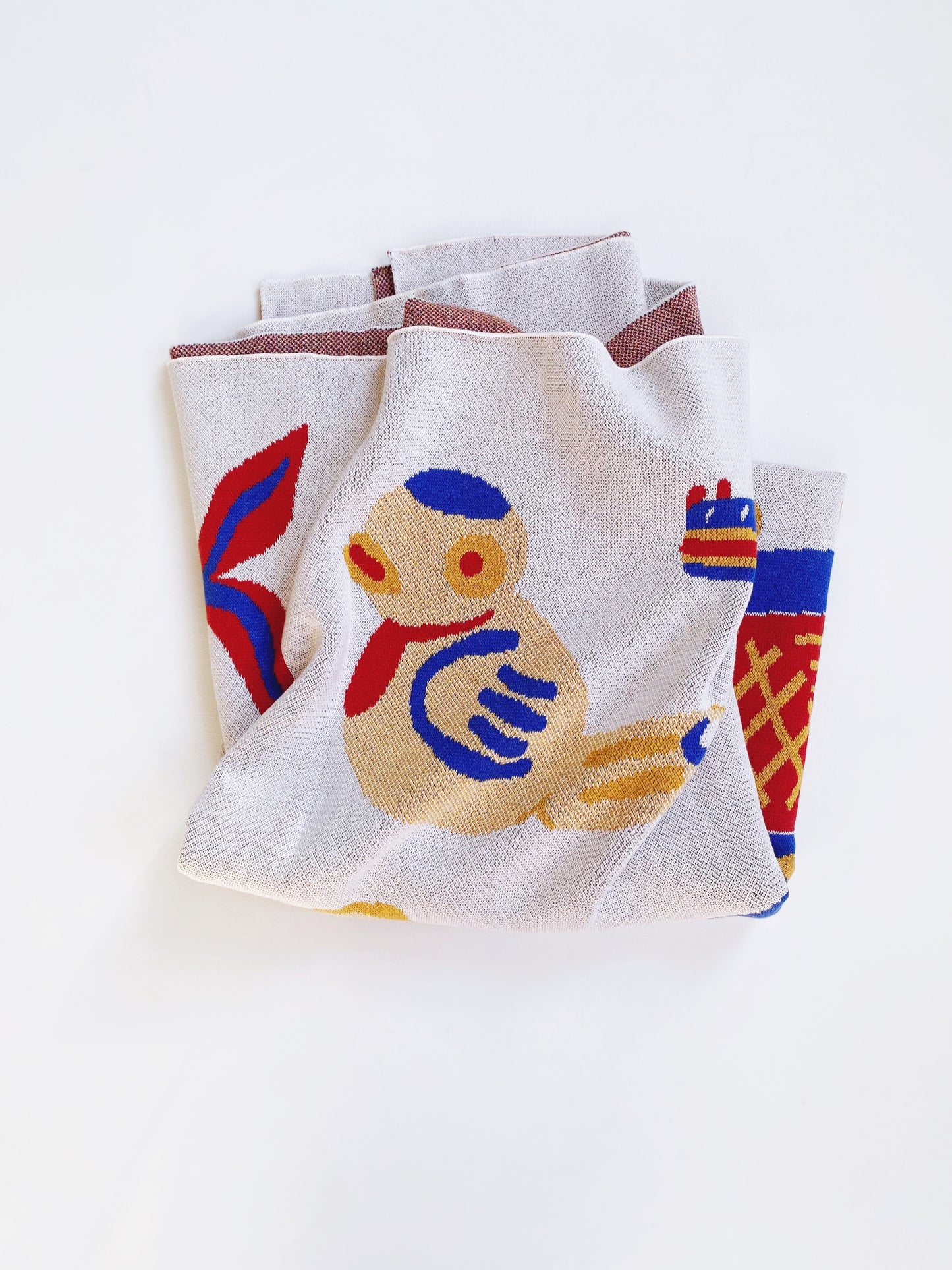 'Kyodo Gangu' Japanese Folk Toys Blanket - Large Knit Throw