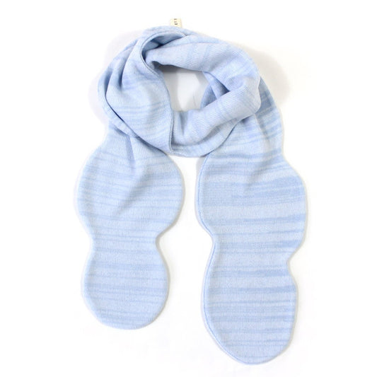 Light blue striped scarf shaped like a cloud on a white background