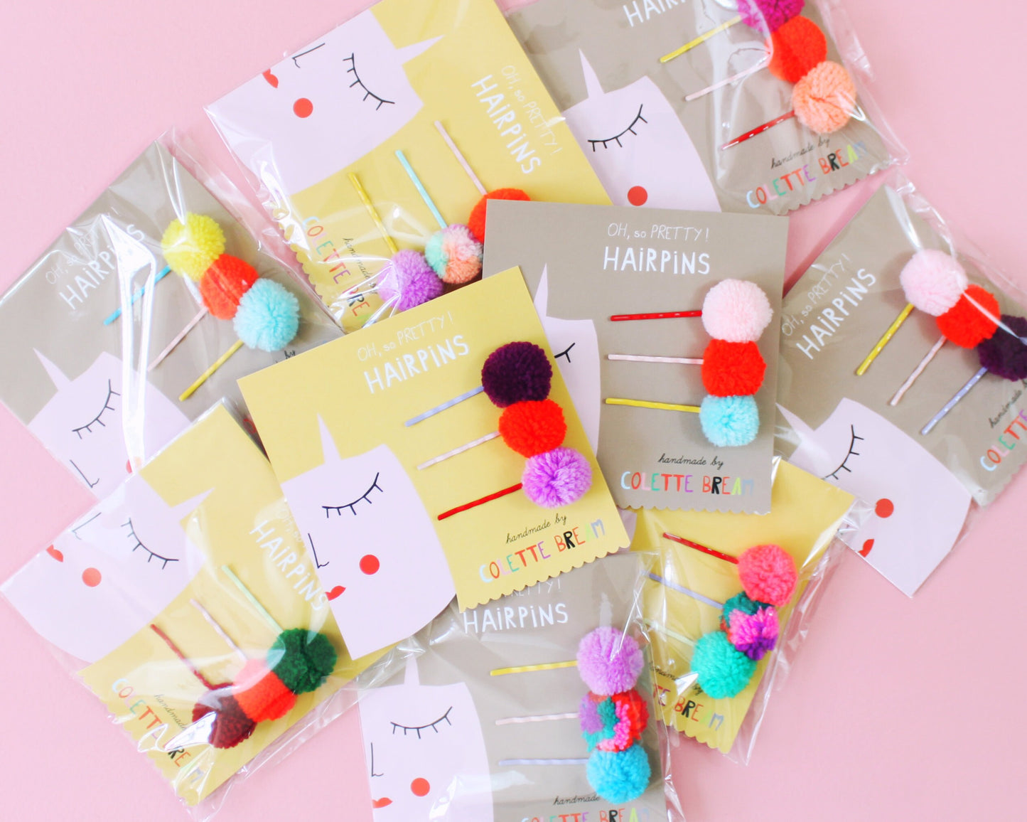 Pompom Hairpins - Set of 3