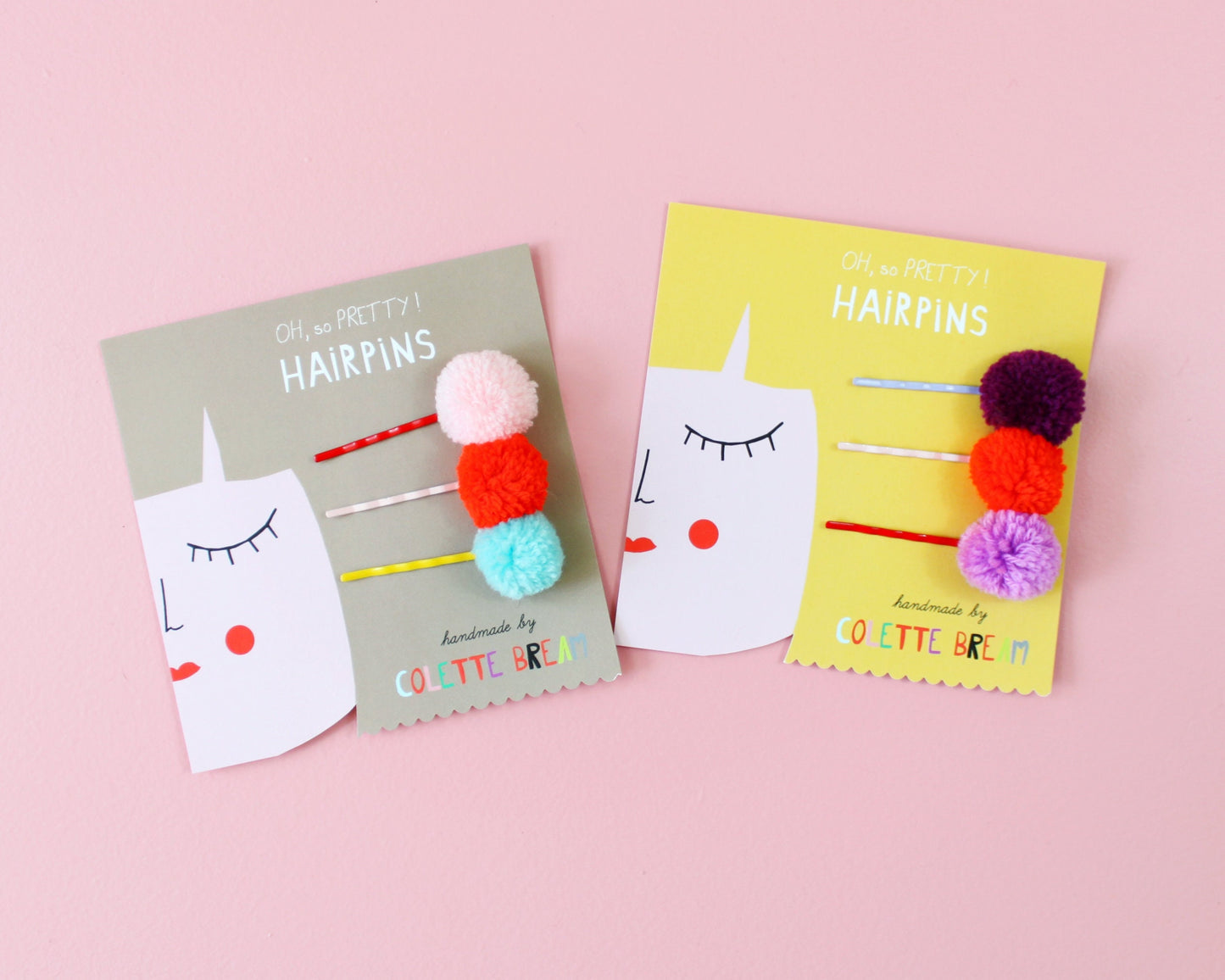 Pompom Hairpins - Set of 3